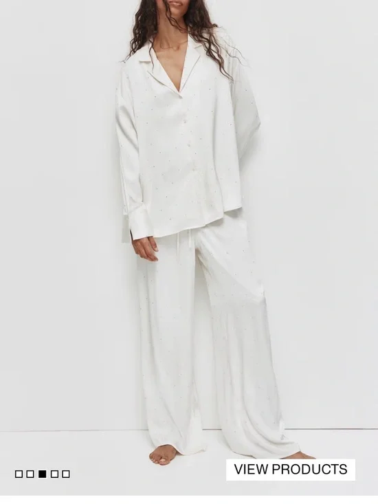 H&M White Long-Sleeve Button Pajama Set - Picture 1 of 5